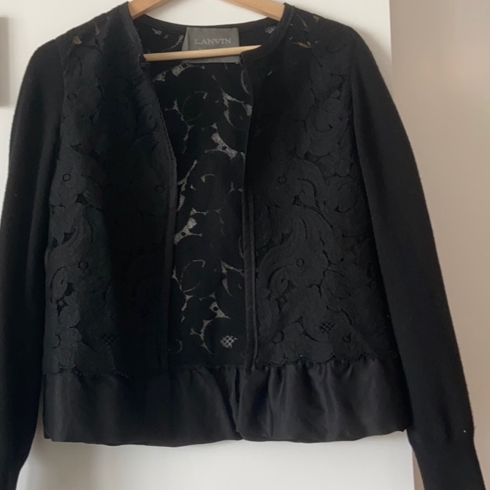 Lanvin Black Lace Cardigan Size Small